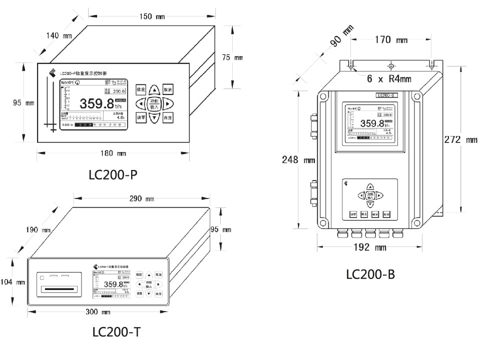 LC200称重仪表外形尺寸